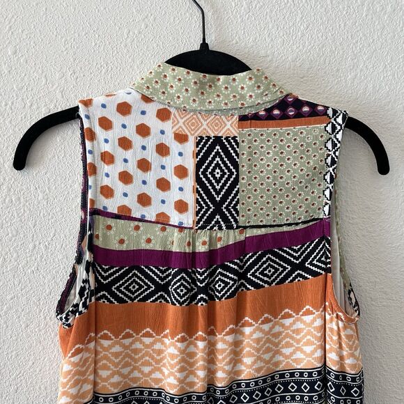ANTHROPOLOGIE Women's Everyway Shirt Dress Size 2P Patchwork Boho Colorful Artsy - Picture 9 of 16